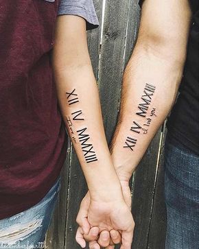 Roman Numerals Couple Tattoo