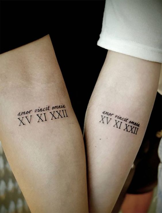 Roman Numerals Couple Tattoo