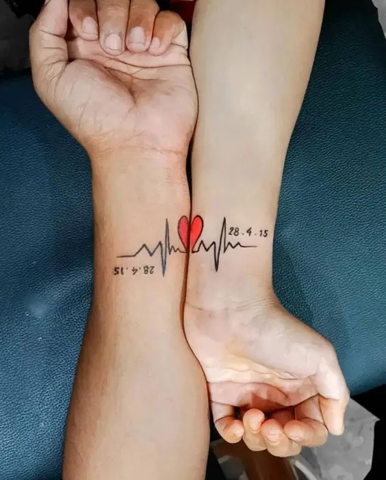 Heartbeat Couple Tattoo