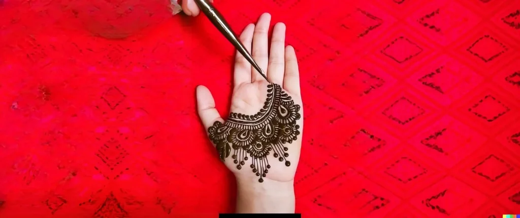 Drawing Mehndi with a cone