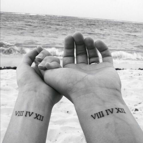 Roman Numerals Couple Tattoo